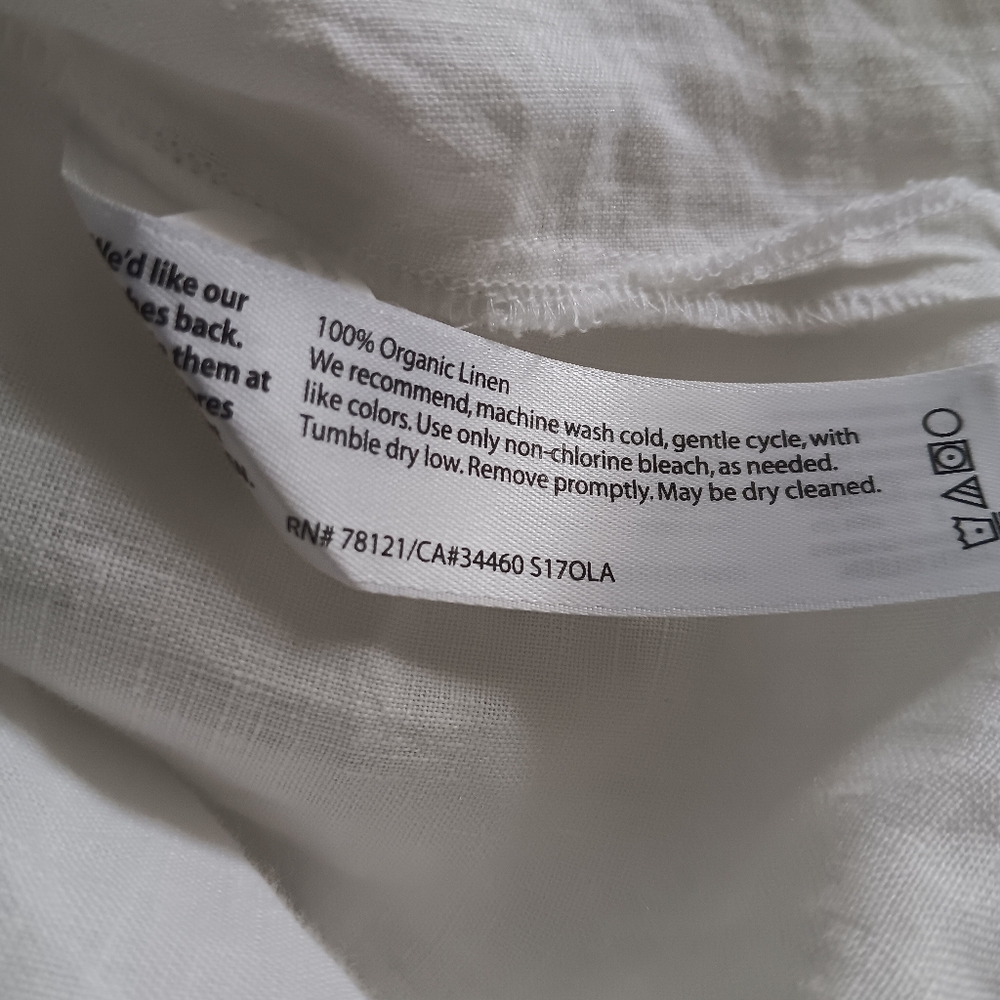 EILEEN FISHER White Linen Tunic Blouse PL - Picture 5 of 7